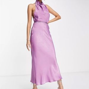 ASOS DESIGN Cowl Halter A-Line Midi Cocktail Dress